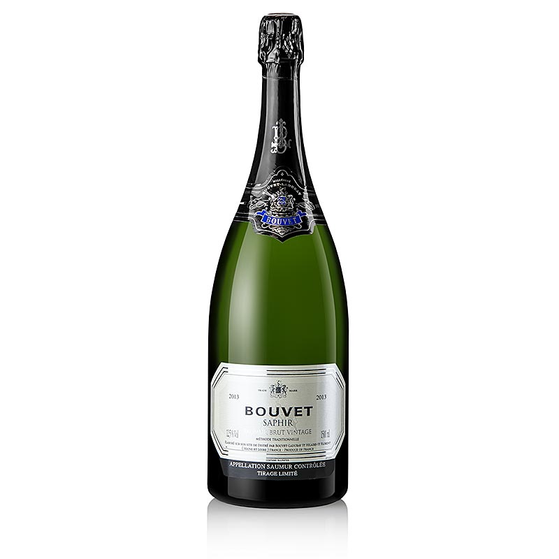 2013er Bouvet Saphir Blanc Saumur A.O.C, brut, Sekt Loire, 12,5% vol., Magnum - 1,5 l - Flasche 2013er Bouvet Saphir Blanc Saumur A.O.C, brut, Sekt Loire, 12,5% vol., Magnum - 1,5 l - Flasche