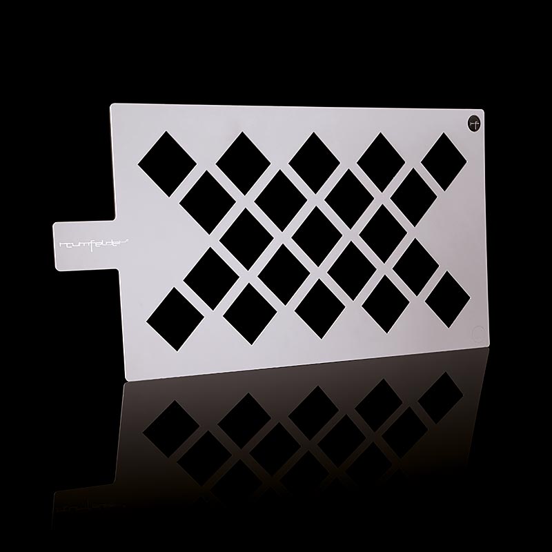 Dekoschablone - Quadrat 50x50mm, Edelstahl, GN 1/1, 49,5x29cm, Raumfelder - 1 St - Lose Dekoschablone - Quadrat 50x50mm, Edelstahl, GN 1/1, 49,5x29cm, Raumfelder - 1 St - Lose