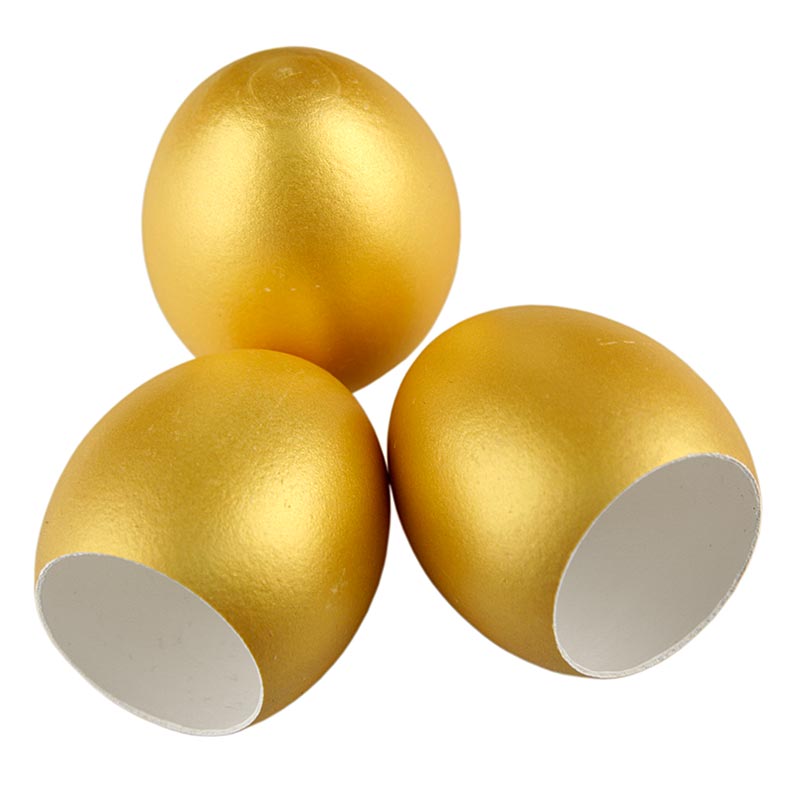 Empty egg shells, gold, for filling - 120 pieces - carton
