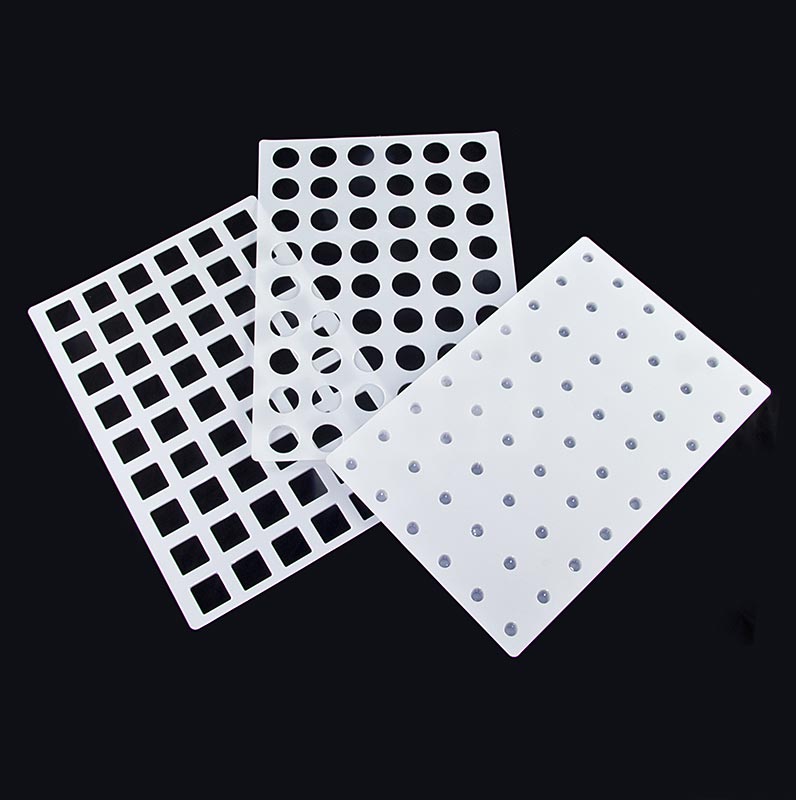 Filling aid for universal tartelettes, 3 pcs., Knobs + round + square plate - 3 pcs. - loose