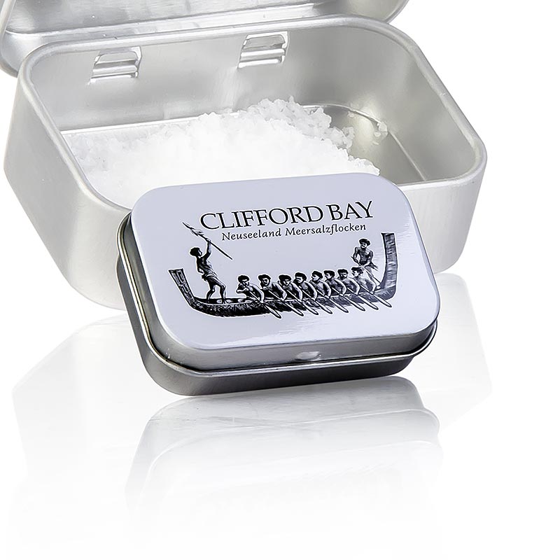 Clifford Bay Meersalzflocken, Neuseeland, Reisesalzbox - 6 g - Dose Clifford Bay Meersalzflocken, Neuseeland, Reisesalzbox - 6 g - Dose