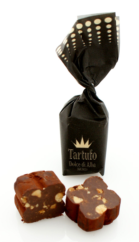 Chokolade trøfler fra Tartuflanghe Tartufo Dolce di Alba NERO en 14 g, sort papir - 500 g - taske