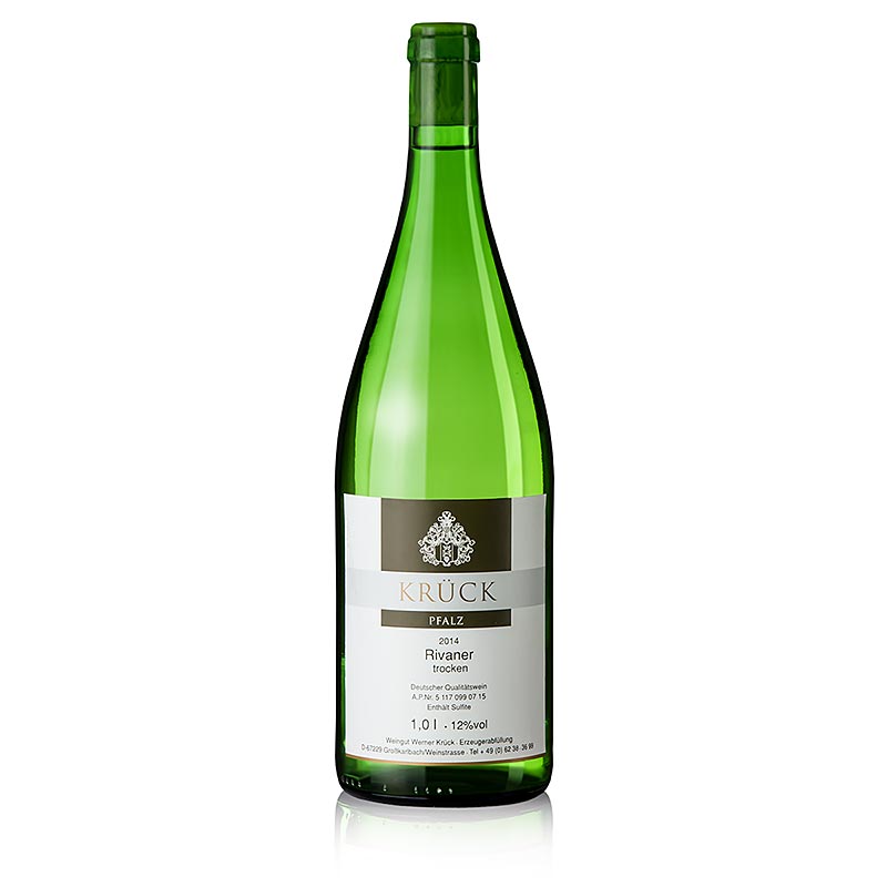 2014er Rivaner, trocken, 12% vol., Krück - 1 l - Flasche 2014er Rivaner, trocken, 12% vol., Krück - 1 l - Flasche