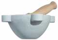 Marble mortar and pestle, Carrara marble, olive wood, approx. 20 cm, Olio Roi -  - piece