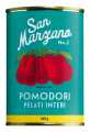 Tomaquets San Marzano, sencers i pelats, Pomodori pelati di San Marzano Vintage, Il pomodoro piu buono - 400 g - Peca