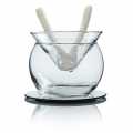 Desietra caviar glass bowl (punch) with stainless steel saucer and 2 spoons - 5 pcs. - carton