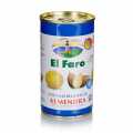 Green olives, without kernel, with almonds, in Lake, El Faro - 350 g - can
