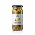 Grüne Oliven, gefüllt mit Paprikapaste, in Lake, ANEMOS - 227 g - Glas
