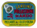 Sardine piccanti all`olio d`oliva, sardines assaisonnées à l`huile d`olive, pollastrini - 100 g - boîte