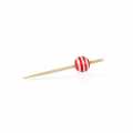 Wooden skewers, with crystal ball red / white striped, 5 cm - 100 hours - bag