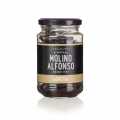 Olives negres, amb pinyol, Empeltre, naturals, Molino Alfonso - 200 g - Vidre