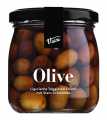 OLIVE - Taggiasca Oliven mit Stein in Salzlake, Schwarze Taggiasca Oliven mit Stein in Salzlake, Viani - 180 g - Glas
