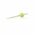 Wooden skewers, with green / white striped crystal balls, 5 cm - 100 pc - bag