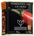 Pimenton de la vera DO, dulce, smoked span. Paprika, powder, sweet, safinter - 70 g - can