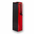 Wine present bag, bottle bag, 1er, brown/red, 360x100x80mm - 1 pc - loose