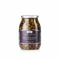 Black olives, without pit (Denocciolate), in olive oil, Terre e Frantoi Gonnelli - 950g - Glass