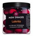 Liquorice with white chocolate raspberry + chili, Lakritz in weißer Schokolade m.Himbeeren + Chili, MØn Dragee - 150 g - Stück