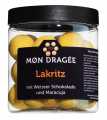 Liquorice with white chocolate + passion fruit, liquorice in white chocolate with passion fruit, MØn Dragee - 150g - piece
