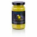 Olijvenmosterd, zoete mosterd met gesuikerde olijven, van Heiko Antoniewicz - 210 ml - glas