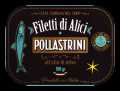 Filetti di Alici all` Olio di Oliva, anchovy fillets in olive oil, pollastrini - 100 g - can