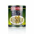 Olives vertes, tranchees, en saumure - 3 kg - peut