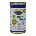 Grüne Oliven, ohne Kern, mit Blauschimmelkäse, El Faro - 350 g - Dose