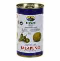 Zelene olivy, s jalapano chilli, olivy, ve slanem nalevu, El Faro - 350 g - umet