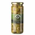 Green olives, without stone, with almonds, in brine, jardinelle - 440 g - Glass