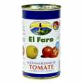 Groene olijven, zonder kern, met tomaat, in Lake, El Faro - 350 g - kan