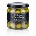 Green olives, with core, Picholine olives, in Lake, Chateau dEstoublon - 350 g - Glass