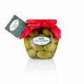 Grønne kæmpe oliven med kerne, Bella di Cerignola, i søen - 590 g - glas