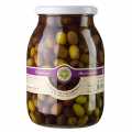 Olive mixture, green and black Taggiasca olives, with core, in Lake, Venturino - 950 g - Glass