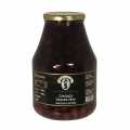 Sorte oliven, med pit, Kalamata oliven ekstra store, i Lake, Jardinelle - 2,6 kg - Glas