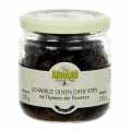 Schwarze Oliven, ohne Kern, mit Thymian, in Sonnenblumenöl, Arnaud - 220 g - Glas