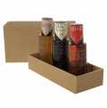 Set atomiseur de vinaigre Golles : vinaigre balsamique de cidre de pomme, vinaigre de framboise et vinaigre Schilcher - 375 ml, 3x125 ml - Papier carton