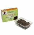 Oliven-Tapenadenblätter, schwarz, getrocknet, ca. 40-45 Blätter, pikanter Snack - 35 g - Schachtel