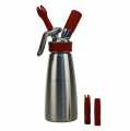 Espuma - Sproeier, Gourmet Whip Plus, compleet, mat roestvrij staal, 500 ml, rood - 1 st - karton