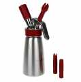 Espuma - Sproeier, Gourmet Whip Plus, compleet, mat roestvrij staal, 250 ml, rood - 1 st - karton