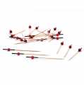 Wooden skewers, with a black end and a red ball, 9 cm - 100 hours - bag