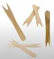 Wooden snack forks / pickers, light brown, 8,5 cm, with 2 prongs - 1000 pcs - foil