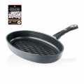 AMT Gastroguss, patelnia grillowa, owalna, indukcyjna, z wzorem BBQ romb 35x24cm - 1 kawalek - Luzny