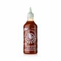 Sos Chili - Sriracha fara MSG, fierbinte, sticla de stoarcere, Flying Goose - 455 g - Sticla PE