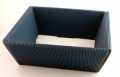 Hamper, blue corrugated cardboard with transparent foil gift and bow, - 26cm x 22cm x 10cm - -