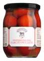 Peperoncini farciti, Stuffed Peperoncini with Anchovies and Capers in Oil, Mongetto - 500 g - Glass