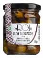 Olive Taggiasche sott`olio, zaitun dalam minyak zaitun, tanpa batu, Olio Roi - 180g - kaca