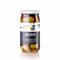 Campuran zaitun pedas Mediterranean dengan cili, Lakudia - 355 g - kaca