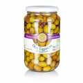 Olive mixture, green and black Taggiasca olives, with core, in Lake, Venturino - 500 g - Glass