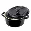 Cocotte ur keramik, svart, medh loki, 250 ml, Ø 10,5 cm, 5 cm a haedh - 1 stykki - Laust